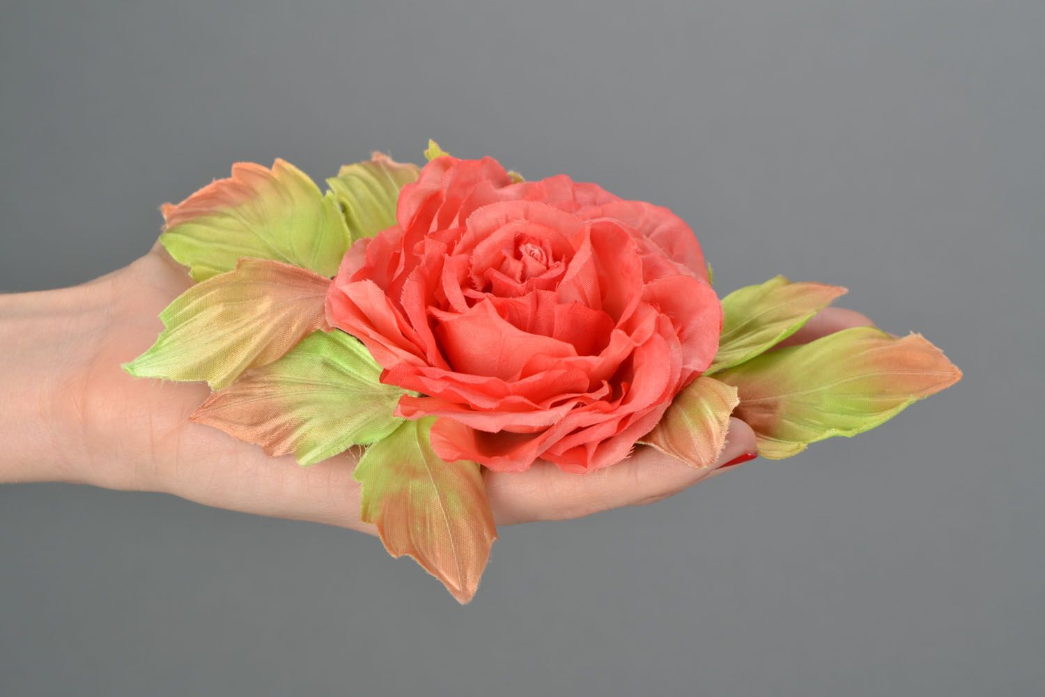 Artificial silk brooch Rose photo 2