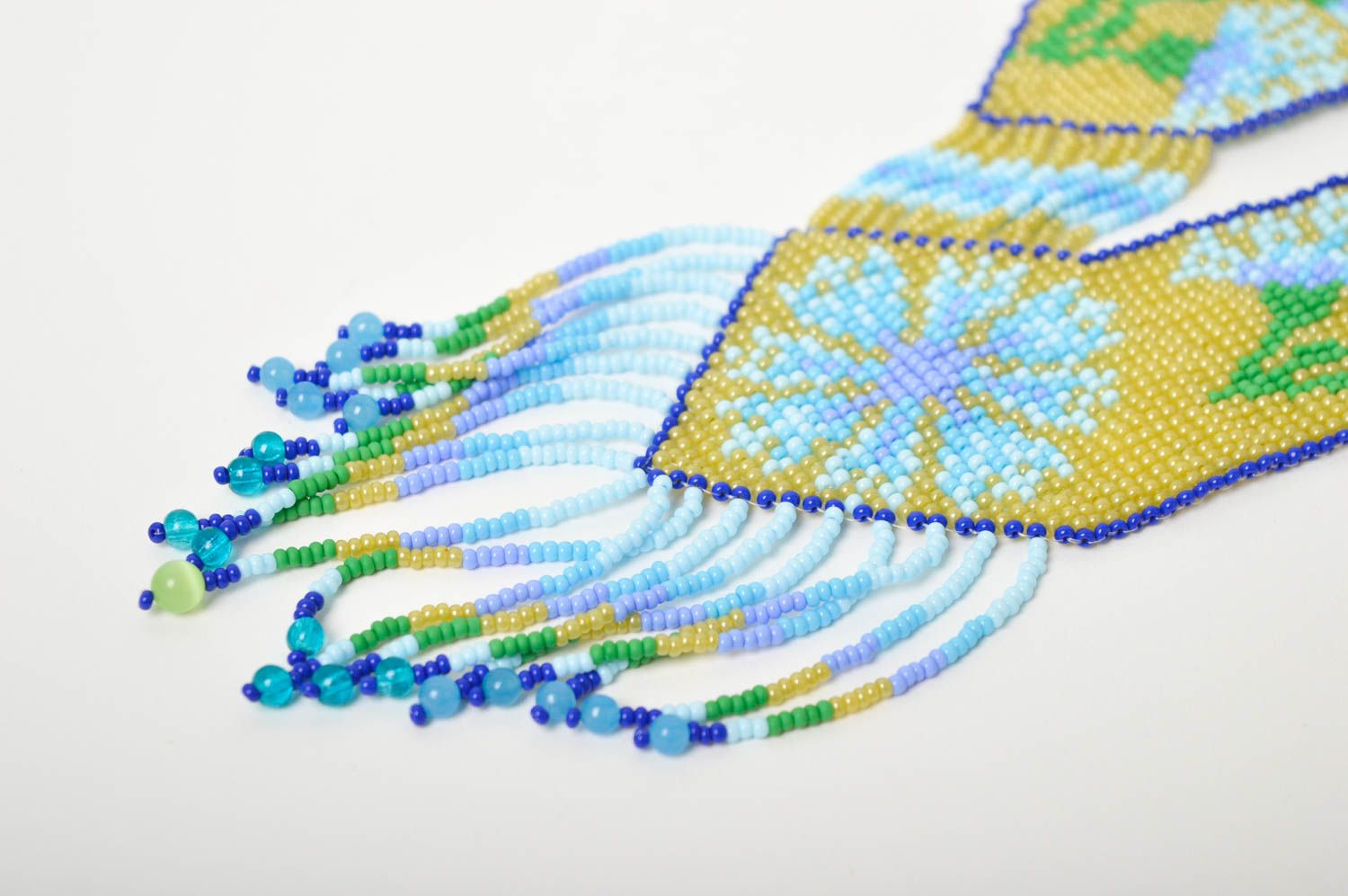 Колье из бисера украшение ручной работы гердан из бисера разноцветный необычный фото 2