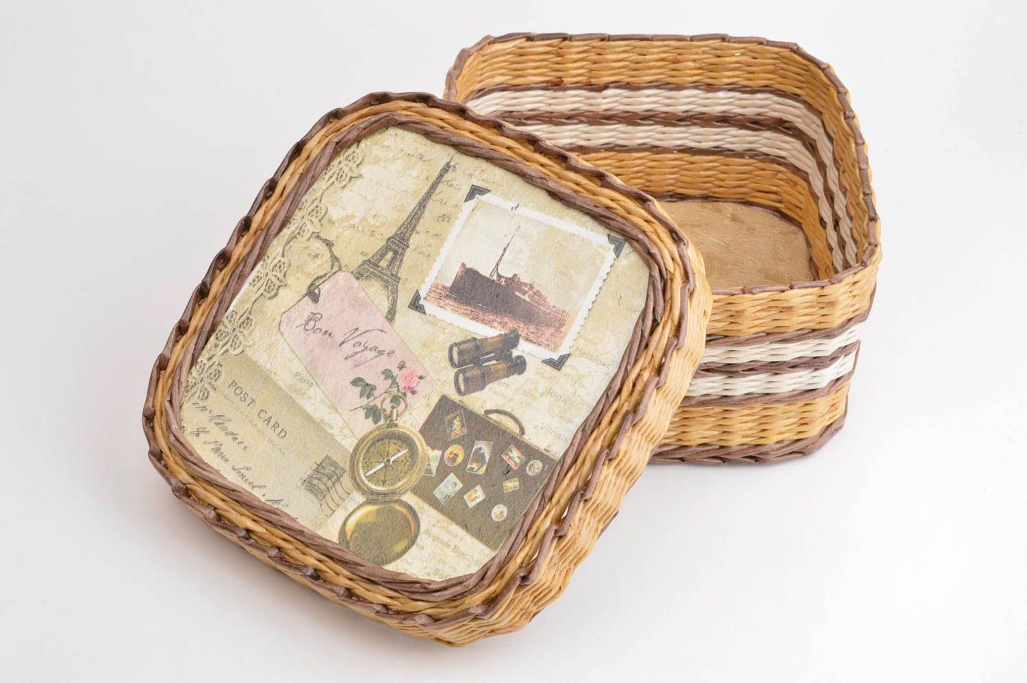 Handmade wicker basket unusual paper basket interior decor ideas handmade box photo 3