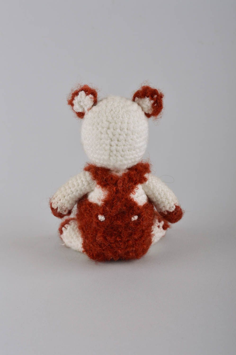 Jouet tricoté Peluche faite main au crochet Cadeau enfant en forme d'ours blanc photo 4