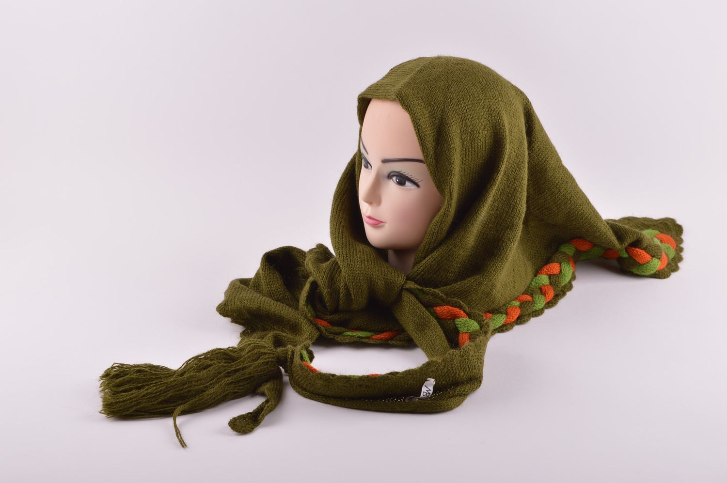 Halstuch Damen handgefertigt Schal aus Wolle Geschenk Ideen in Grün warm groß foto 1