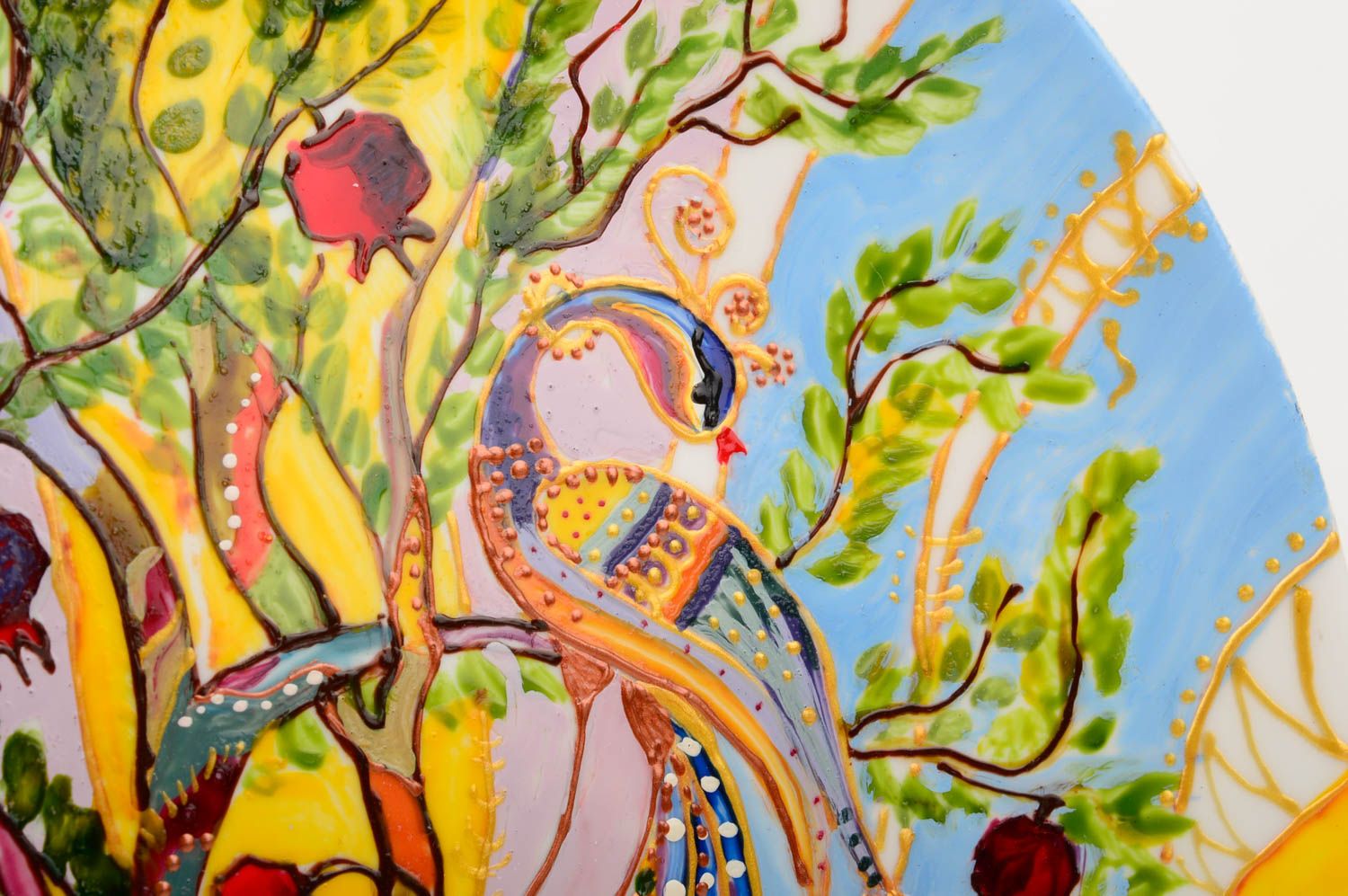 Assiette décorative fait main Vaisselle Déco cuisine ronde peinte fantaisie photo 3