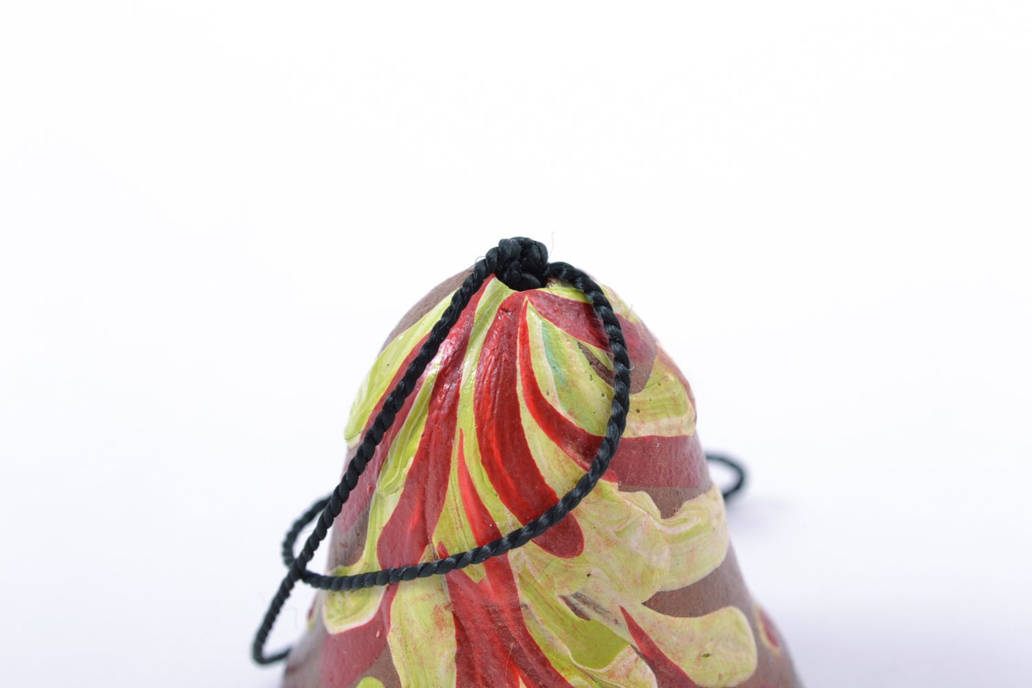 Petite cloche en céramique ovale faite main peint à l'acrylique photo 5