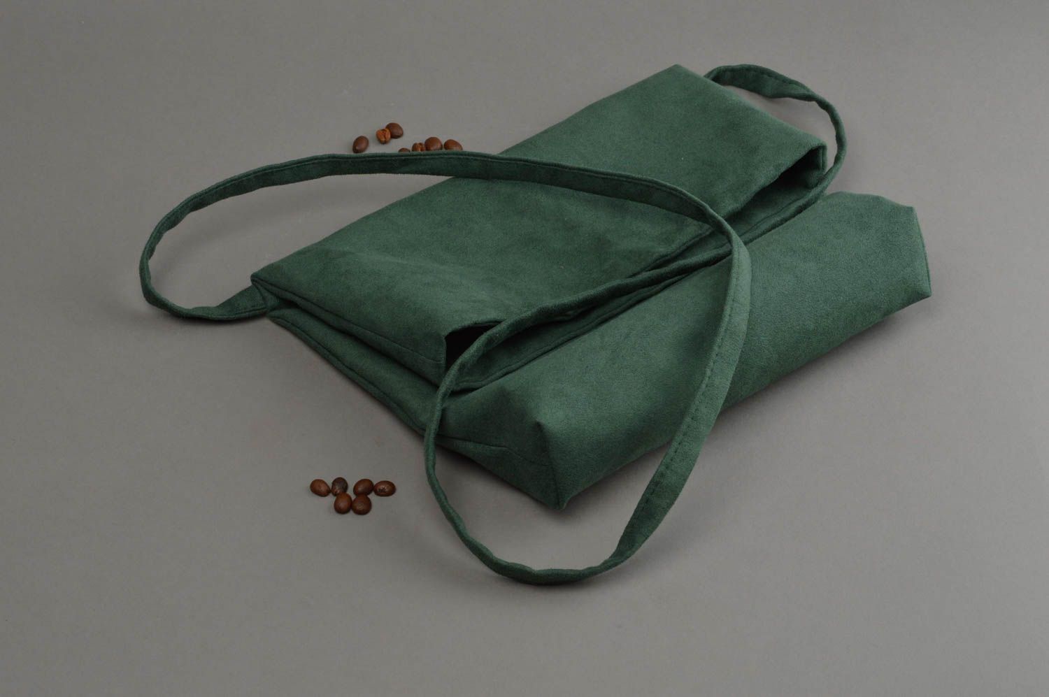 Handmade cloth bag designer purse dark green fabric handbag gift idea for girl photo 1