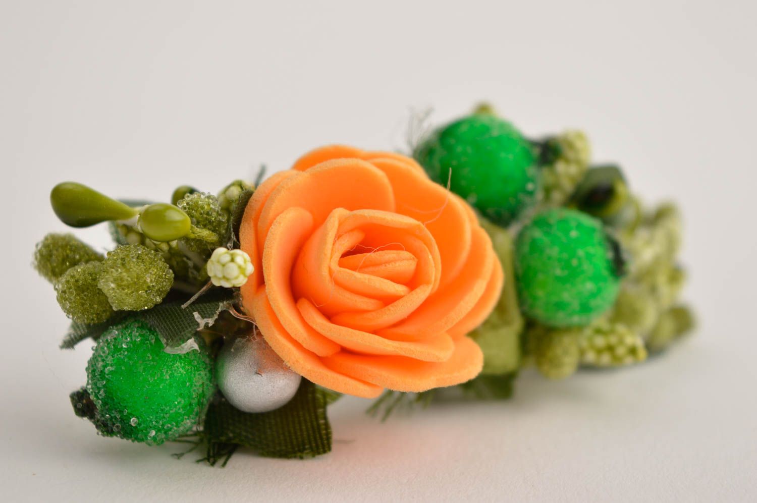Handmade festlicher Haarschmuck Haar Schmuck Blumen Haarspange bunt mit Blumen foto 5