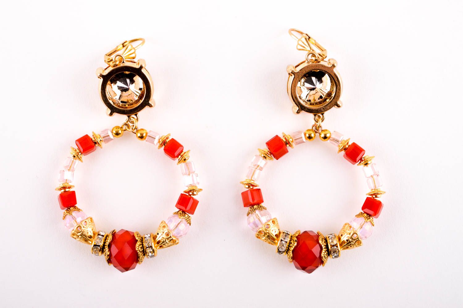 Handmade Damen Ohrringe ausgefallener Ohrschmuck Accessoire für Frauen in Rot foto 4