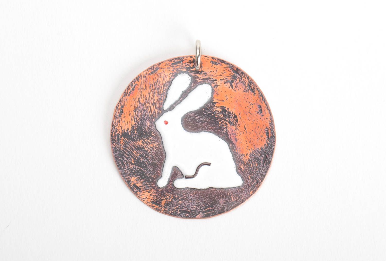 Handmade designer copper pendant with hot enamel painting stylish accessory photo 4
