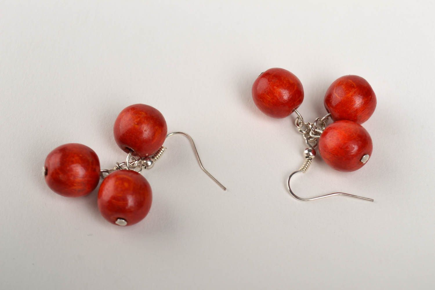 Handmade red designer earrings unusual stylish earrings beautiful accessory photo 2