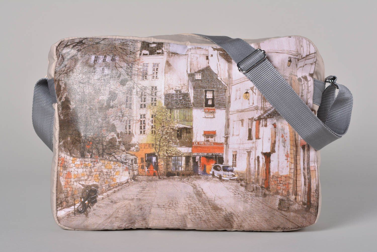 Sac bandoulière Sac fait main tissu imperméable paysage urbain Cadeau femme photo 1