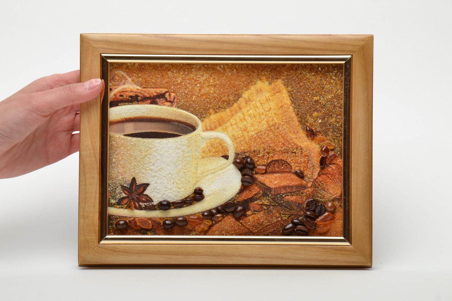 Картина на стену с янтарем Чашка кофе фото 5