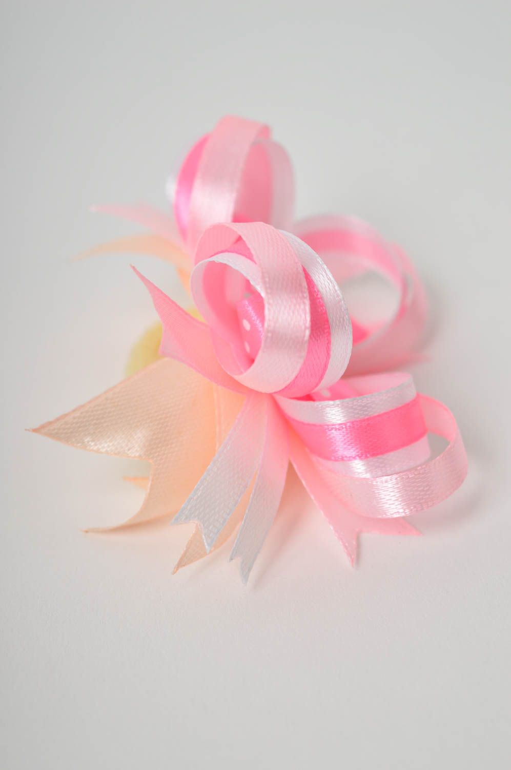 Резинка на волосы украшение ручной работы аксессуар для волос розовый бант фото 5