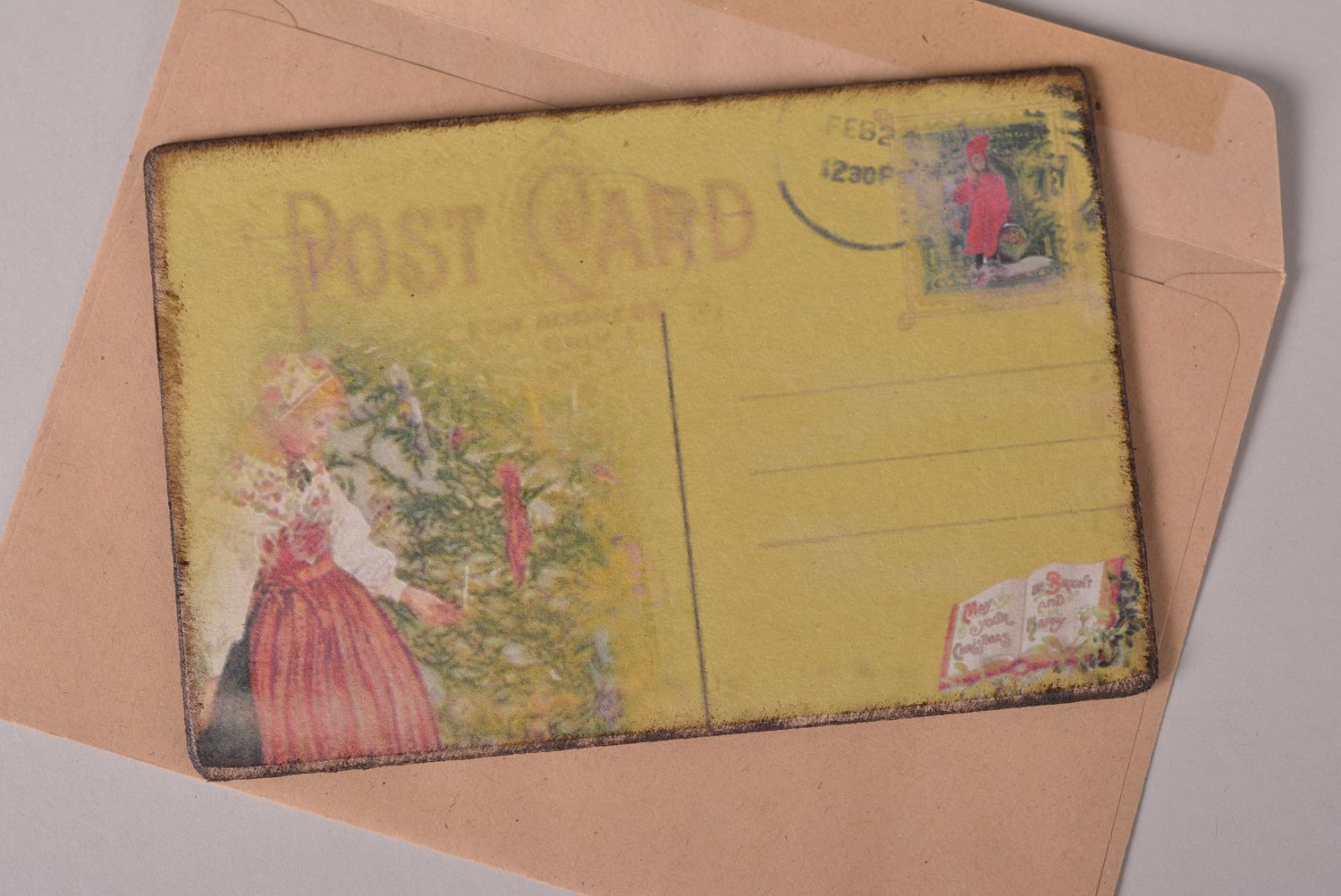 Tarjeta para felicitar artesanal postal de felicitación regalo original decorado foto 2