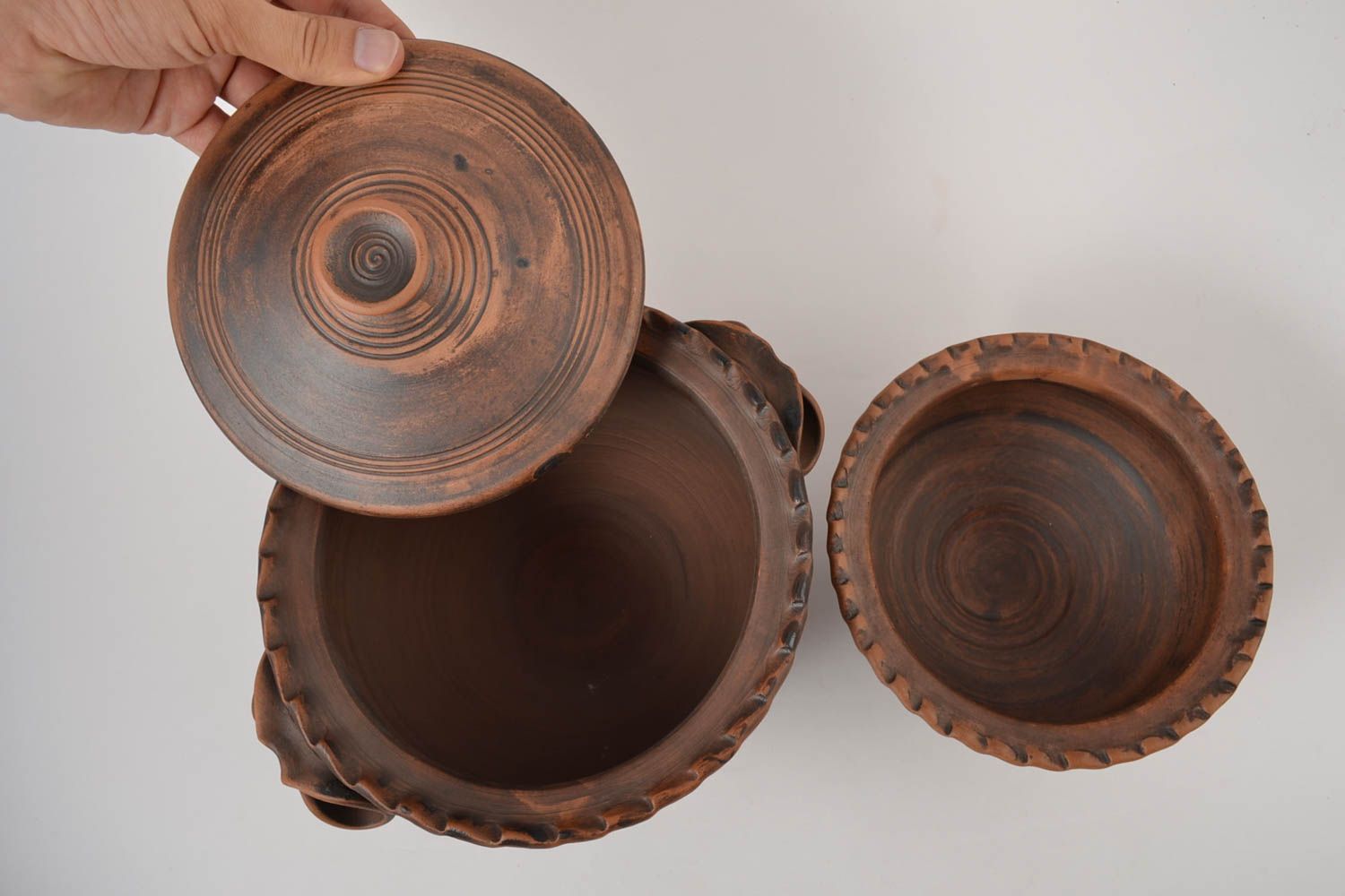 Handmade ceramic dishware clay dishes set of dishware pot and bowl clay pottery  photo 2