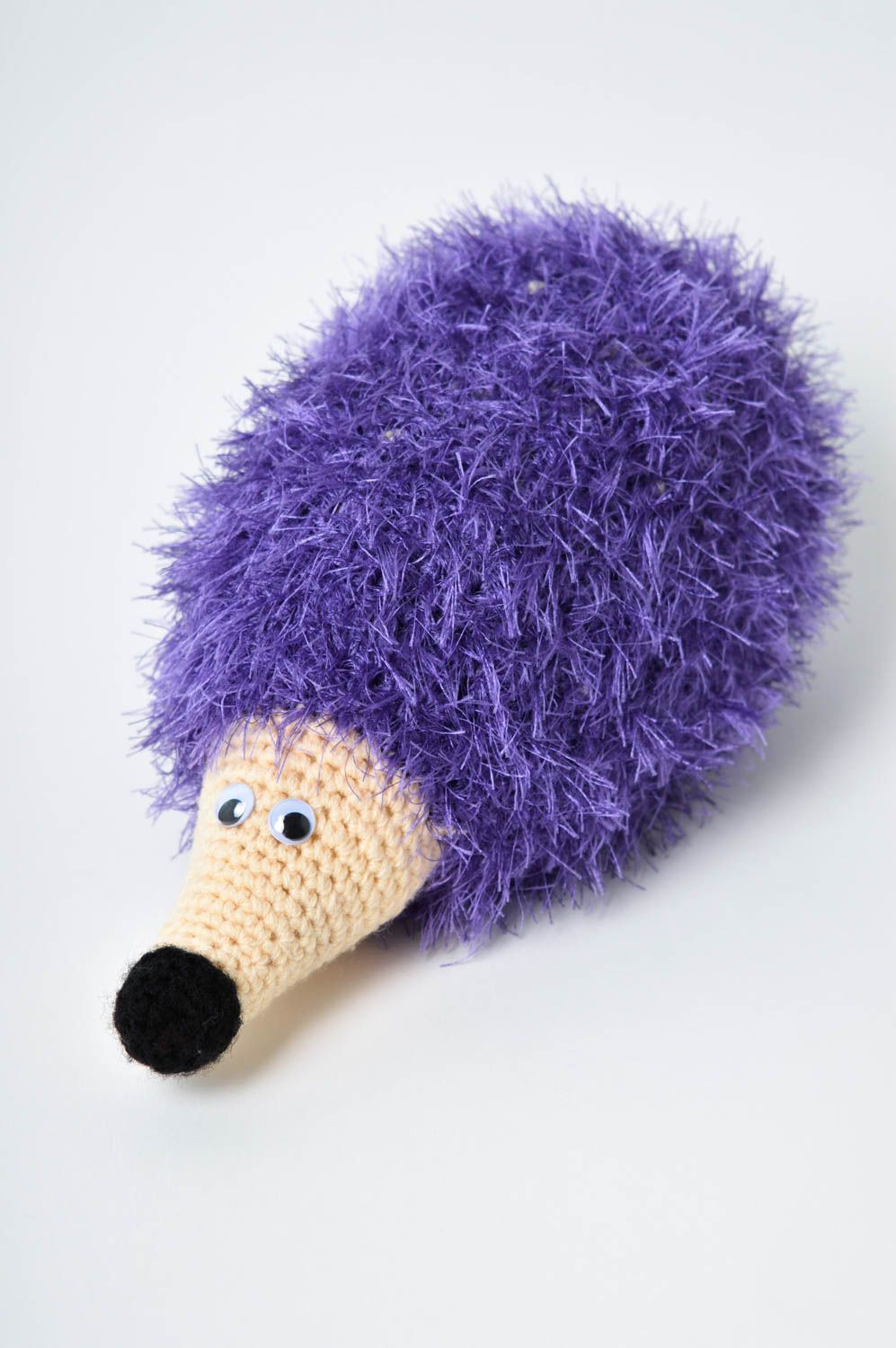 Animalito tejido a crochet juguete artesanal peluche original erizo morado foto 3