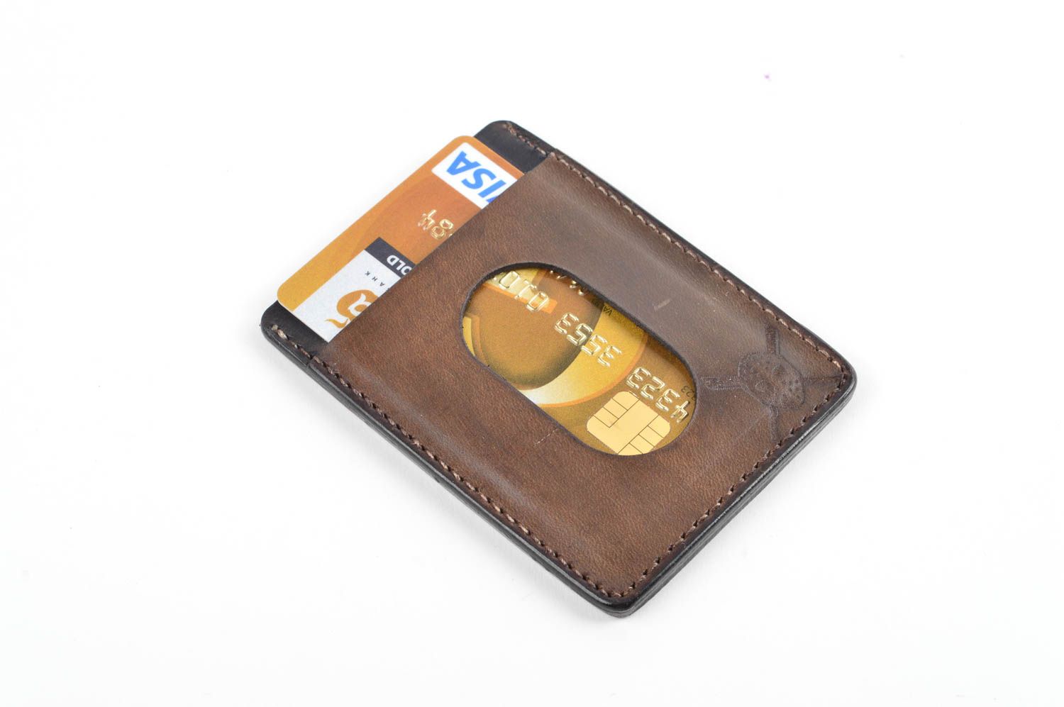 Kartenetui Leder handmade Kreditkartentasche Leder Halter für Visitenkarten foto 4