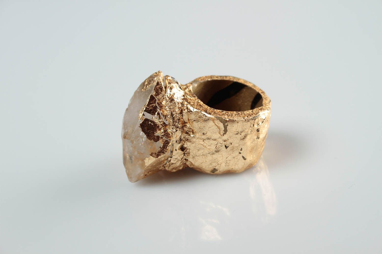 Кольцо ручной работы украшение из полимерной глины украшение кольцо с хрусталем фото 4