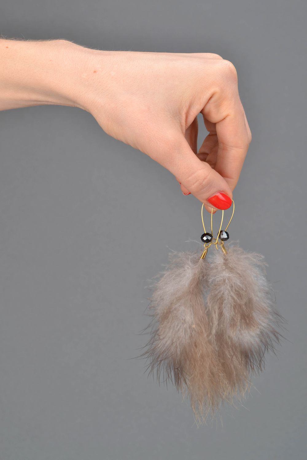 Ostrich feather earrings photo 2