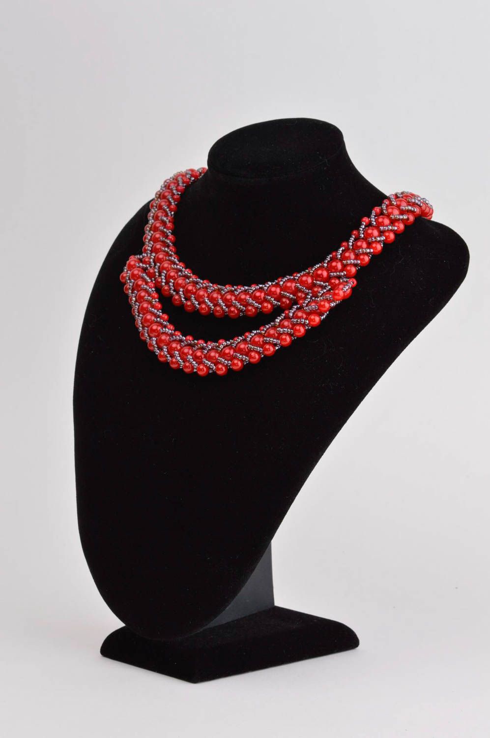 Collar hecho a mano de abalorios regalo personalizado collar de moda rojo foto 1