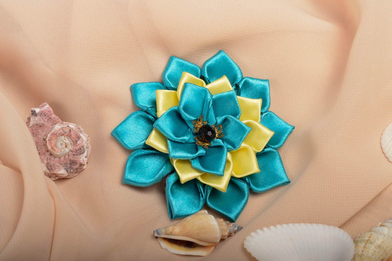 Blau gelbe Blume Haarspange handgemachter Schmuck Accessoire für Mädchen foto 1