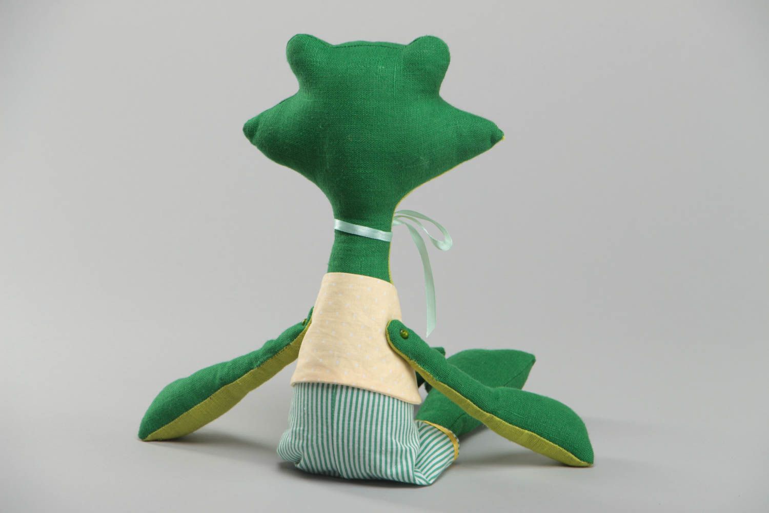 Handmade decorative soft stuffed toy frog beautiful green present for children photo 4