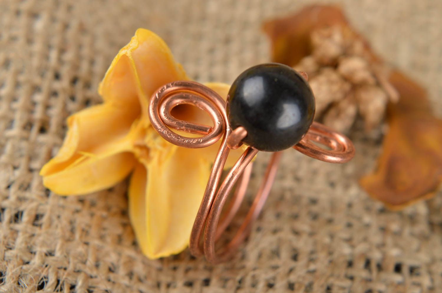 Handmade Kupfer Ring eleganter Damen Modeschmuck Accessoire für Frauen foto 1