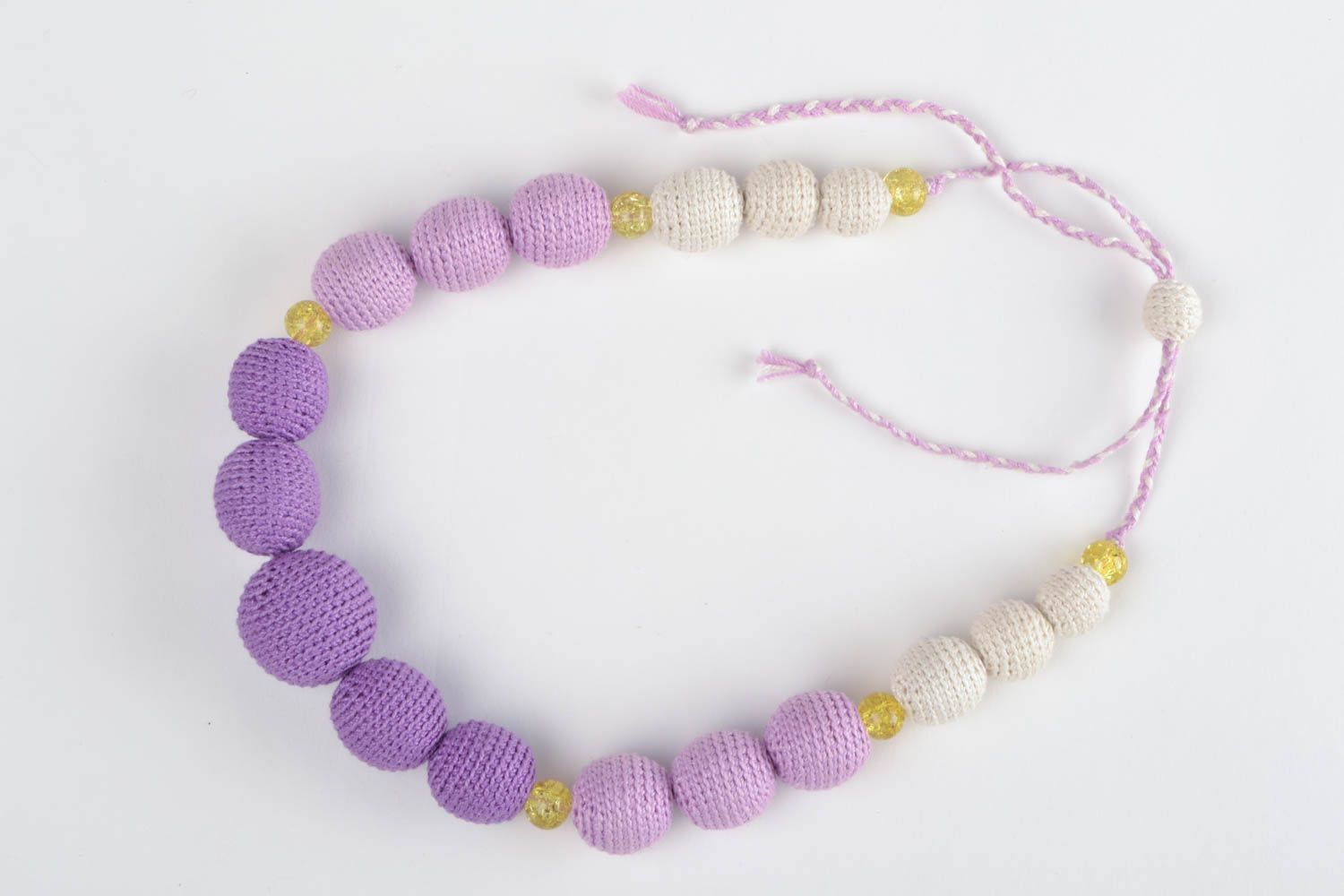 Beautiful interesting stylish fancy cute handmade purple crochet bead necklace photo 2