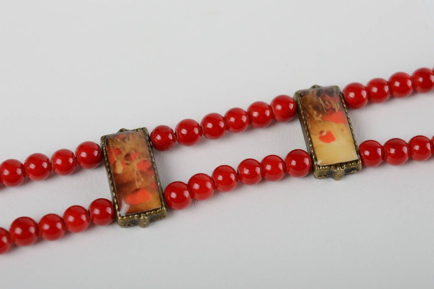 Красный браслет ручной работы браслет из натуральных камней необычный подарок фото 5