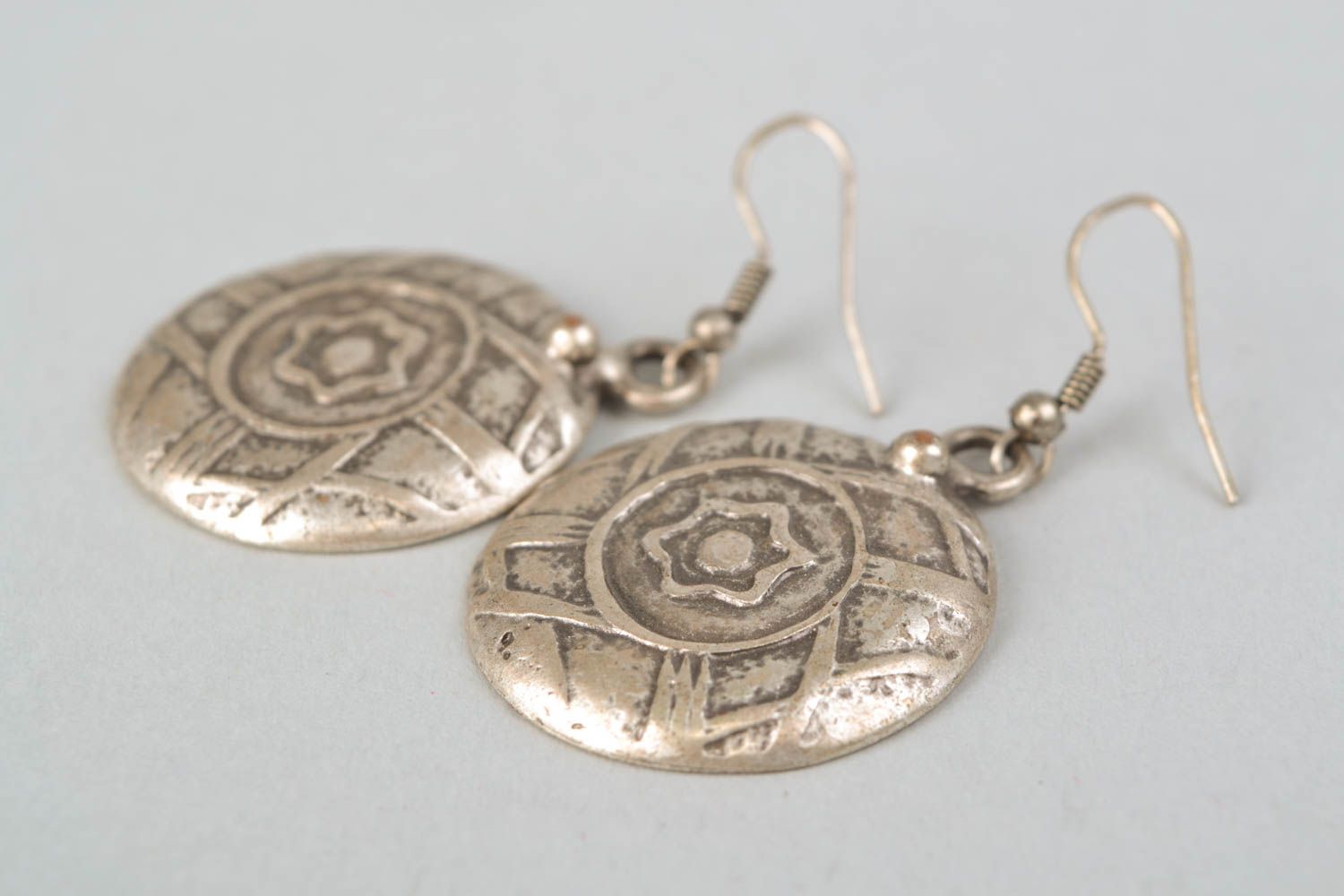 Round earrings made of hypoallergenic metal Sun photo 4