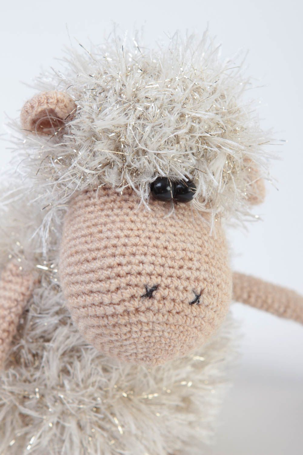 Jouet tricoté Peluche faite main mouton au crochet Cadeau enfant décoration photo 3