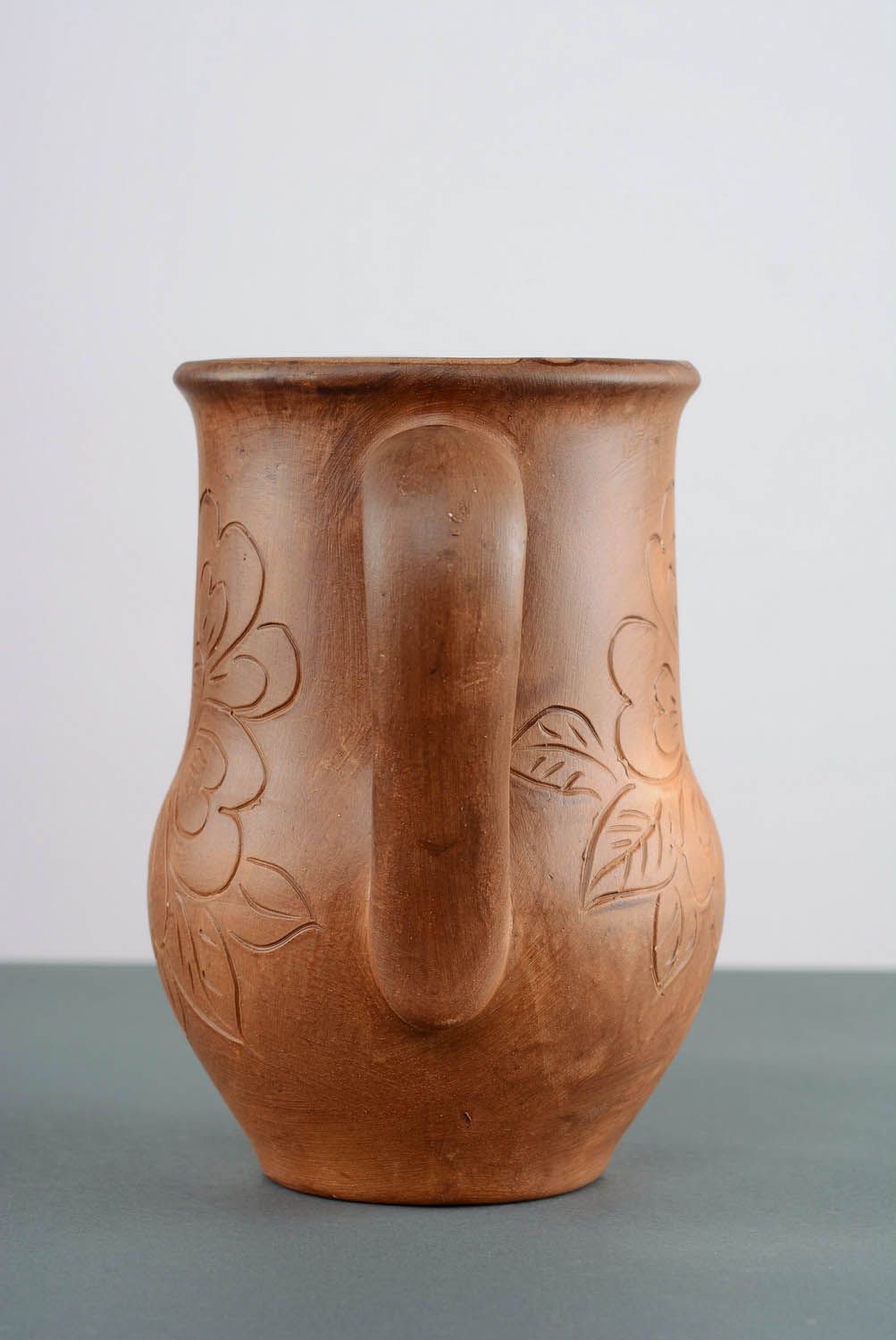 80 oz ceramic terracotta color water or milk jug with handle 2 lb photo 5