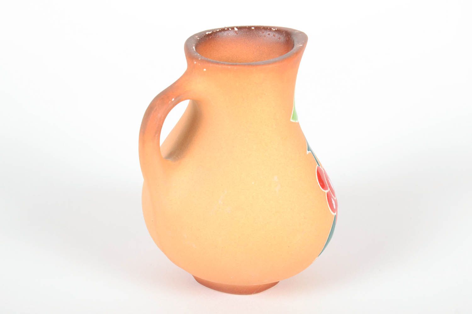 25 oz handmade ceramic water or mil or juice pitcher jug in beige color floral design 0,56 lb photo 4