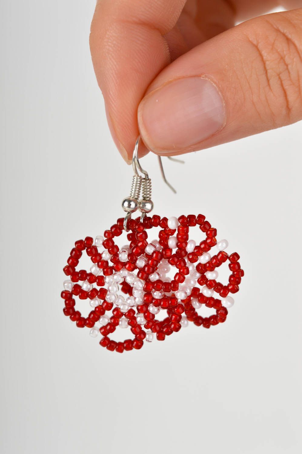 Handmade unusual earrings massive beaded earrings stylish accessory gift photo 5
