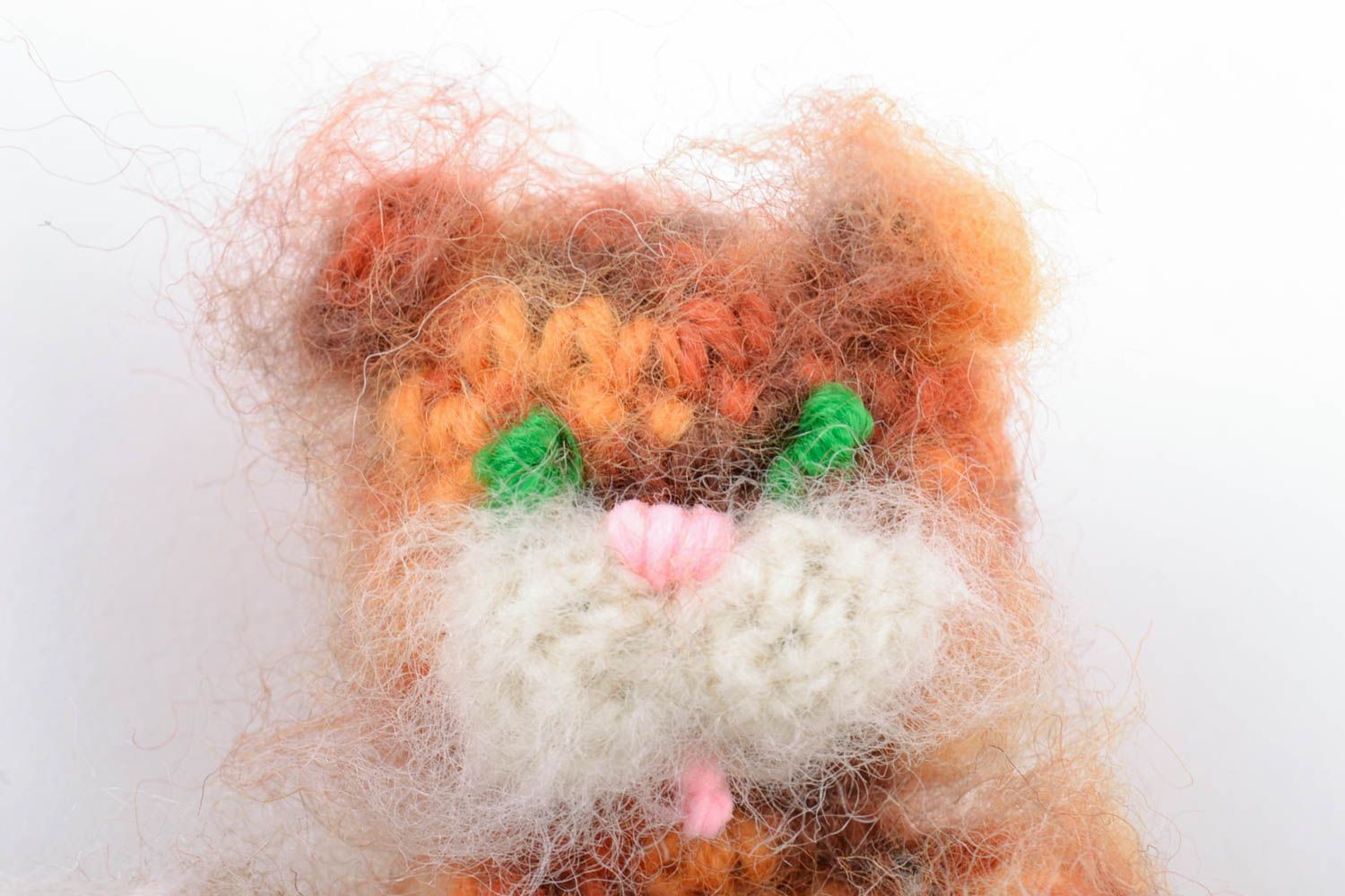 Juguete de dedo artesanal tejido pelirrojo original infantil gatito foto 3
