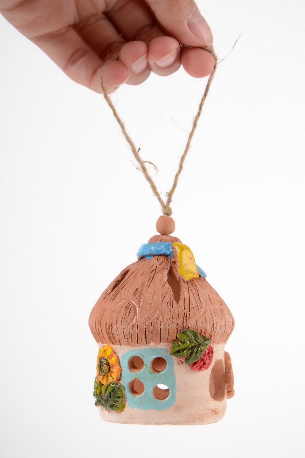 Beautiful handmade clay bell exclusive painted ceramic bell wall hanging ideas photo 2