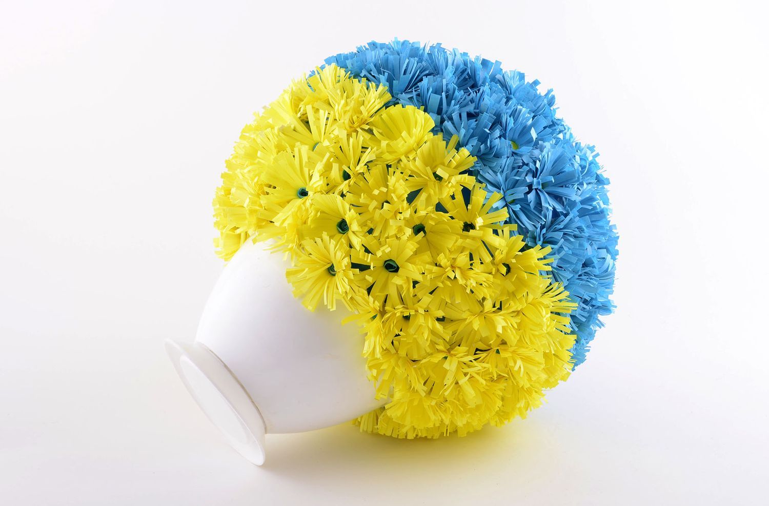 Bouquet de Fleurs artificielles fait main bleu-jaune en papier Déco maison photo 2