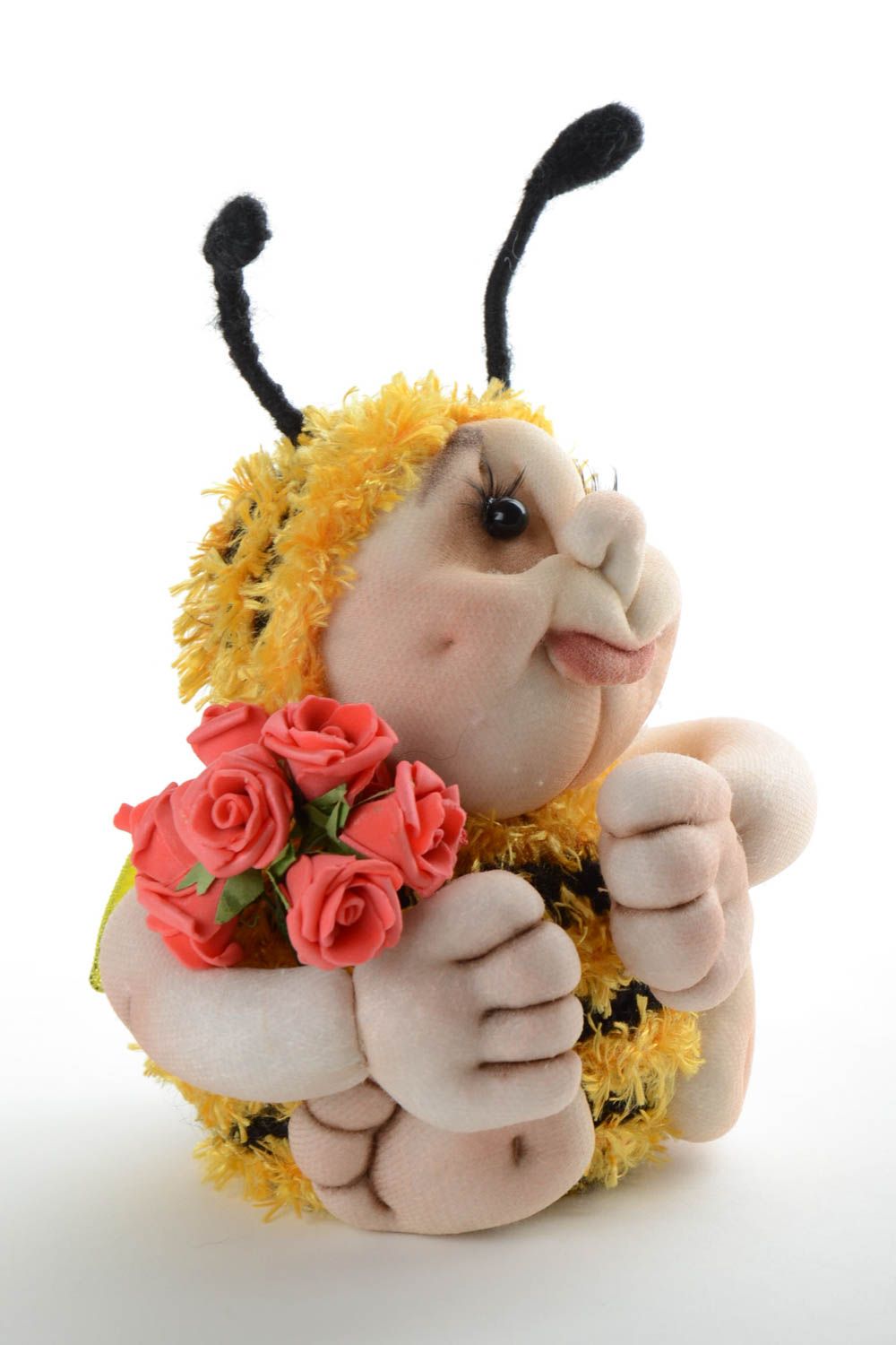 Soft toy Bee made of nylon handmade designer bright interior decorative toy photo 2