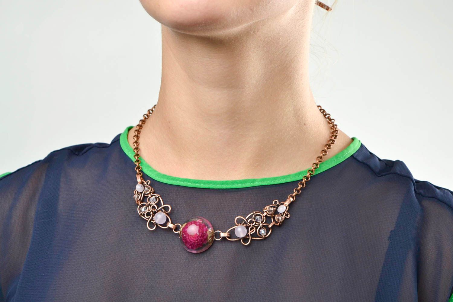 Collar de cobre hecho a mano adornos para el cuello accesorio para mujer  foto 2