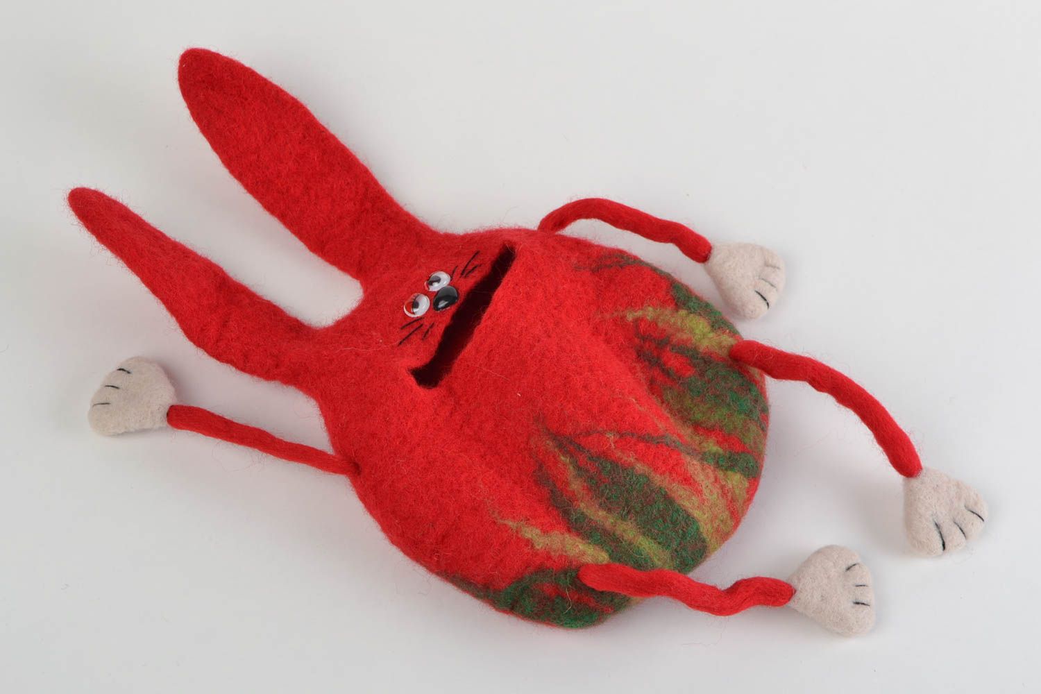 Soft organizer for home made of natural felted wool handmade bunny toy photo 2