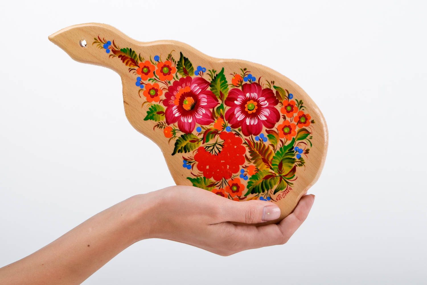 Tabla de cortar hecha a mano con flores decoración de cocina regalo original foto 2