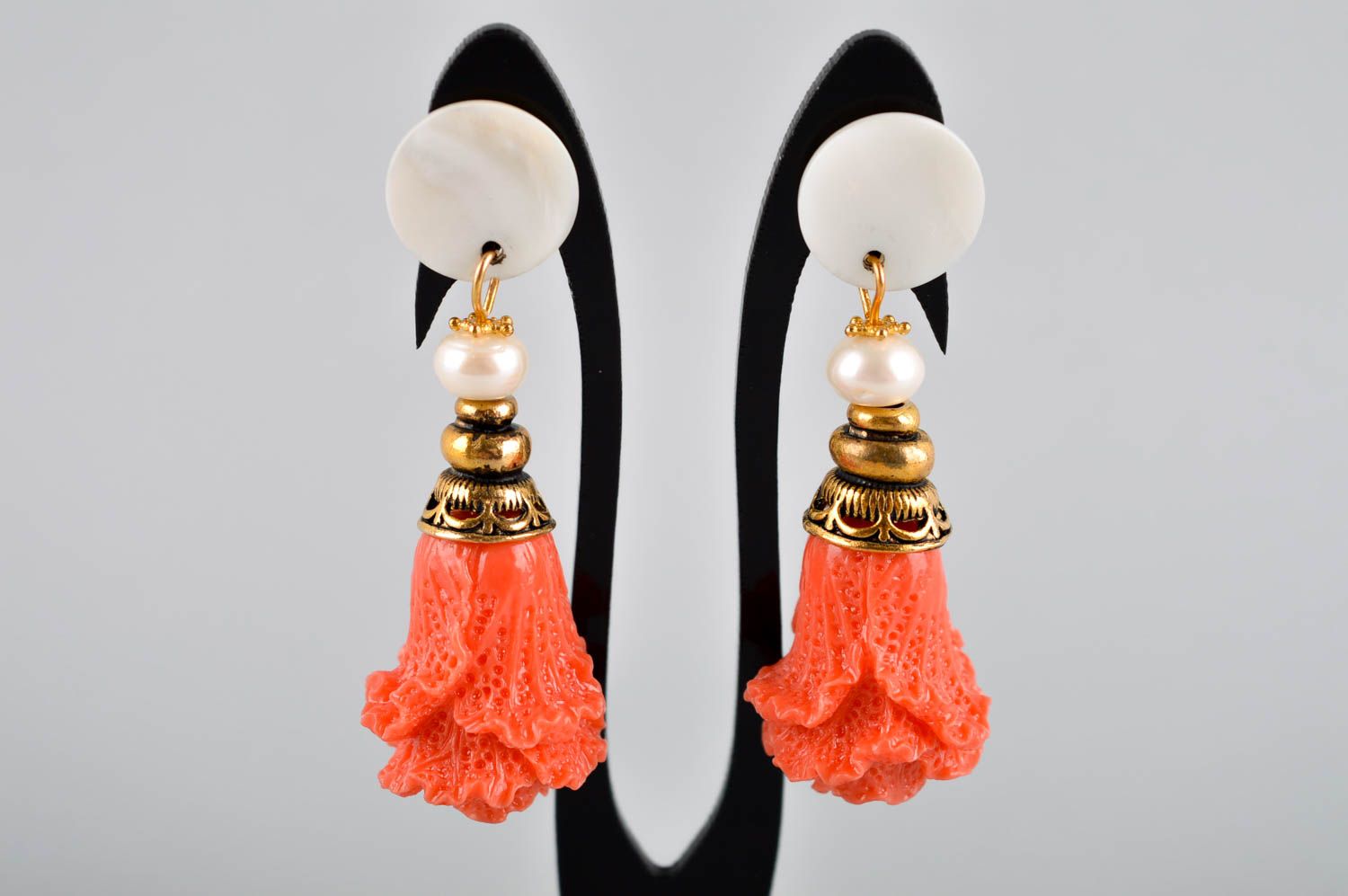 Handmade flower earrings metal earrings with charms handmade metal jewelry photo 2
