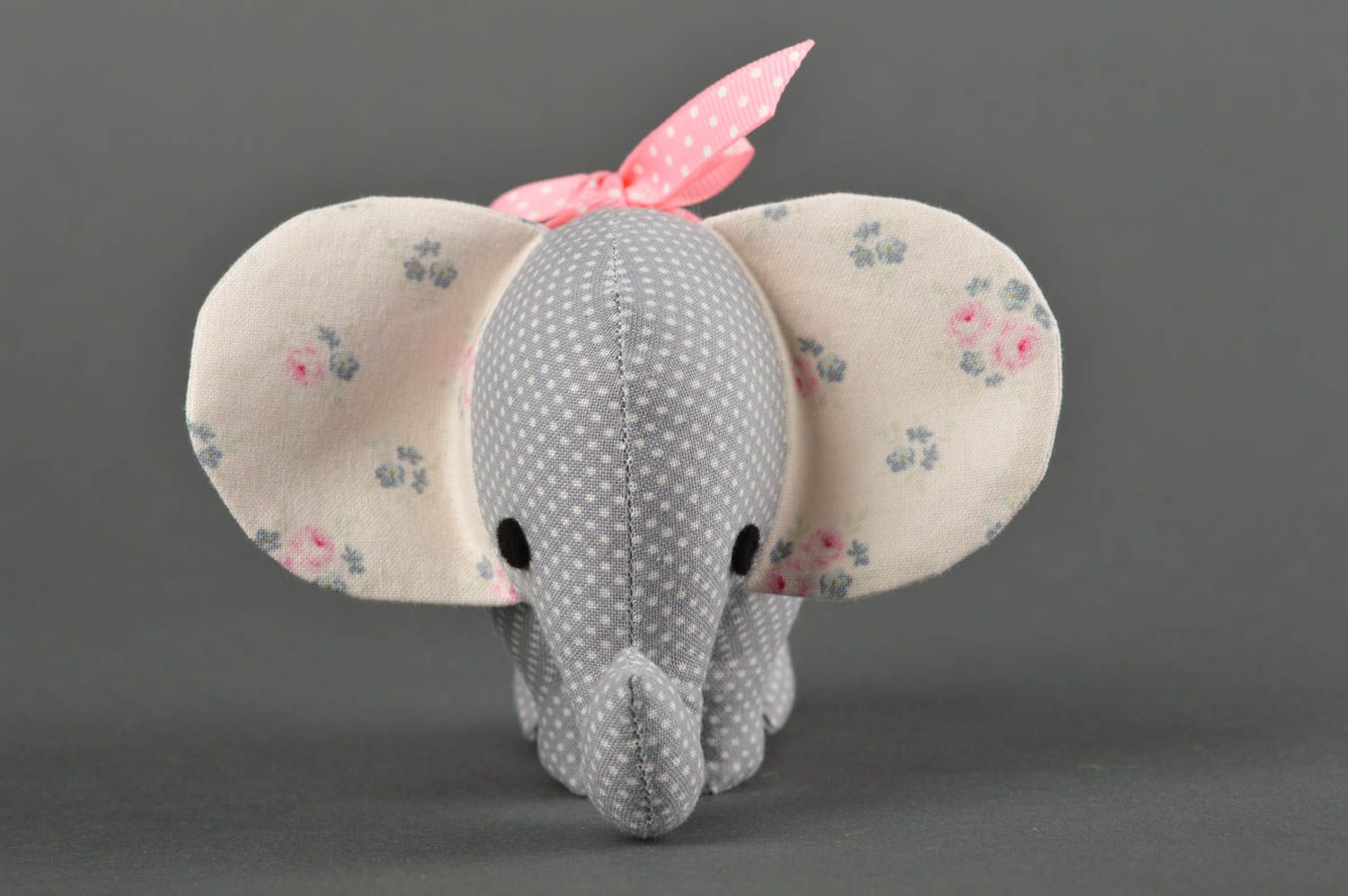 Игрушка слон хэнд мэйд интерьерная игрушка декор для детской серый в горошек фото 2