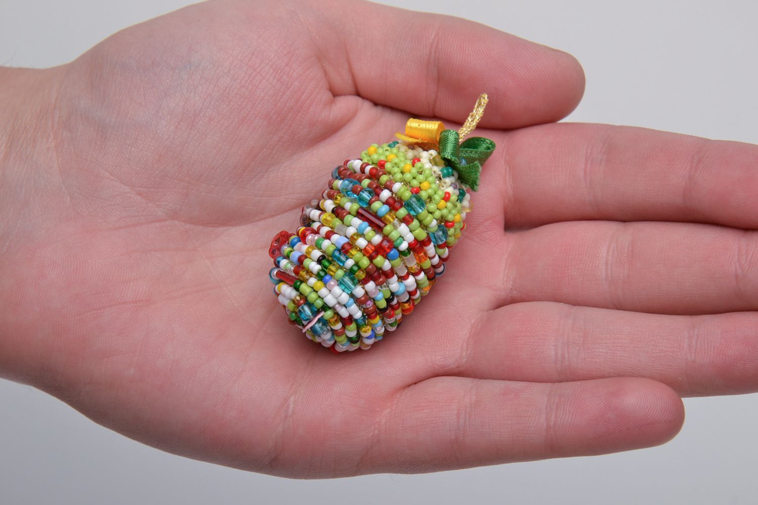 Suspension décorative Oeuf de Pâques multicolore perles de rocaille fait main photo 5