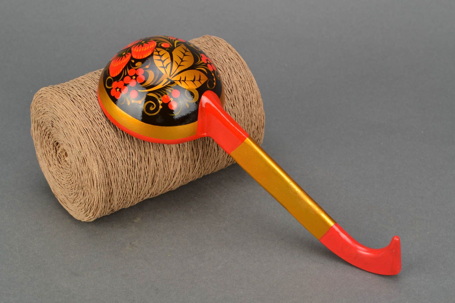 Handmade wooden ladle with Petrikov painting photo 1