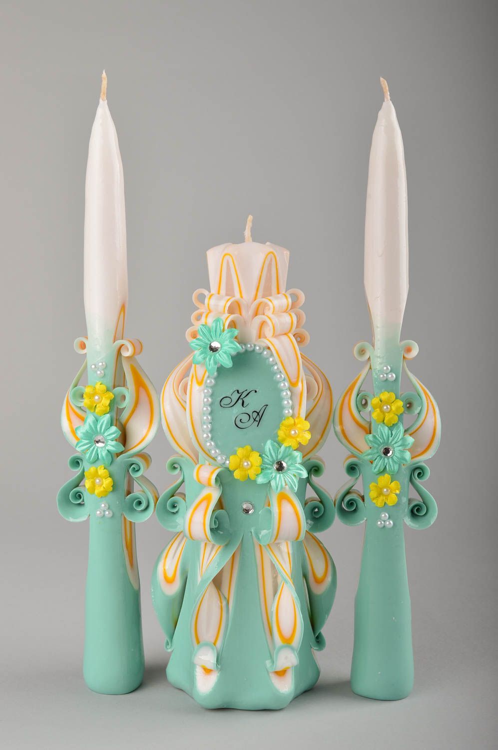 Handmade Kerzen Geschenk Hochzeit Accessoires Deko Kerzen geschnitzt schön foto 1