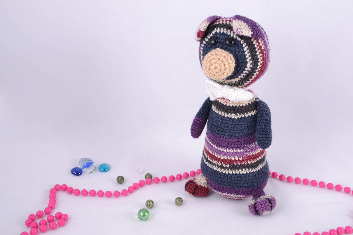Jouet mou tricoté à la main coloré fait main ourson cadeau pour enfant photo 1