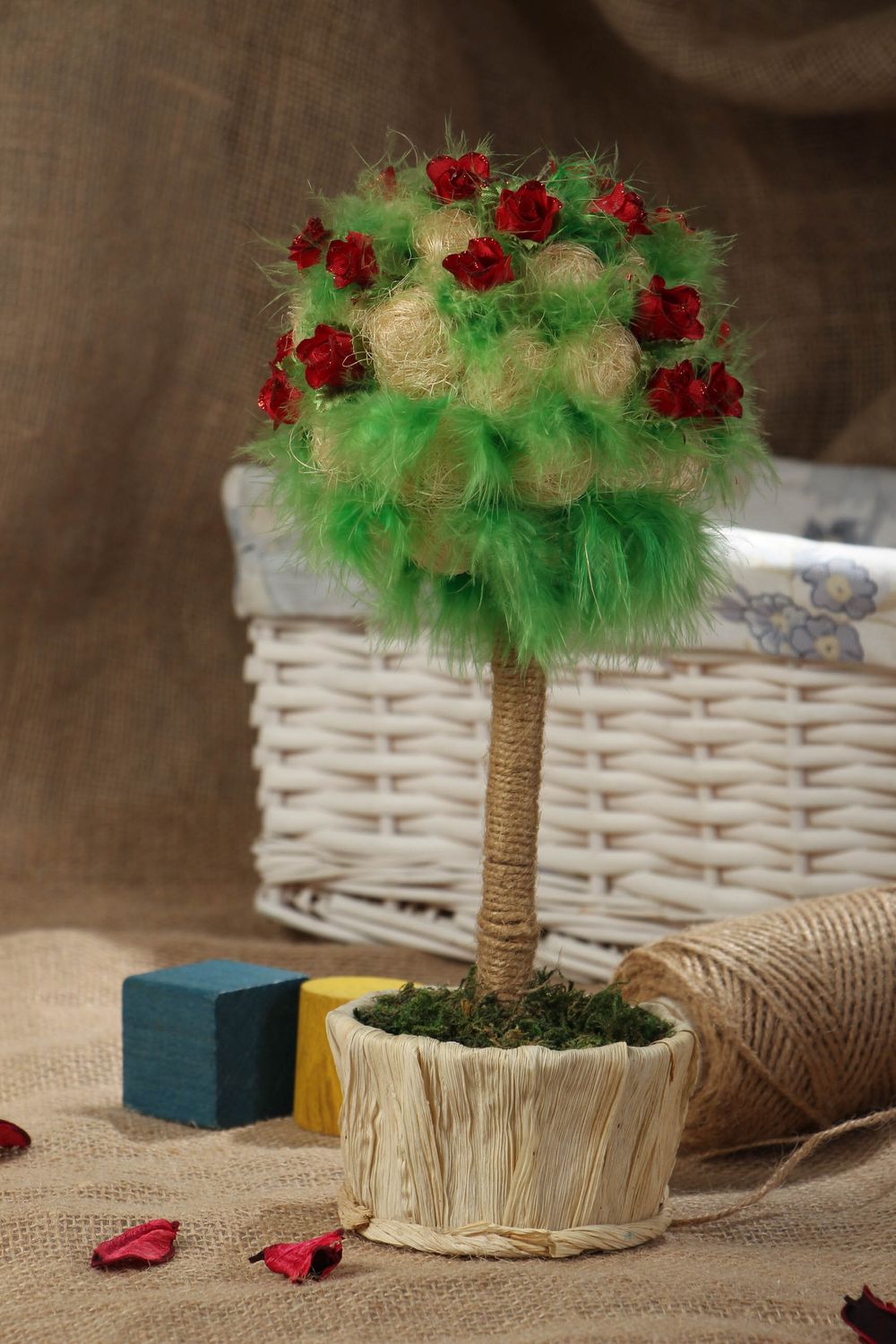 Topiario albero decorativo fatto a mano con rose alberello della felicità foto 5
