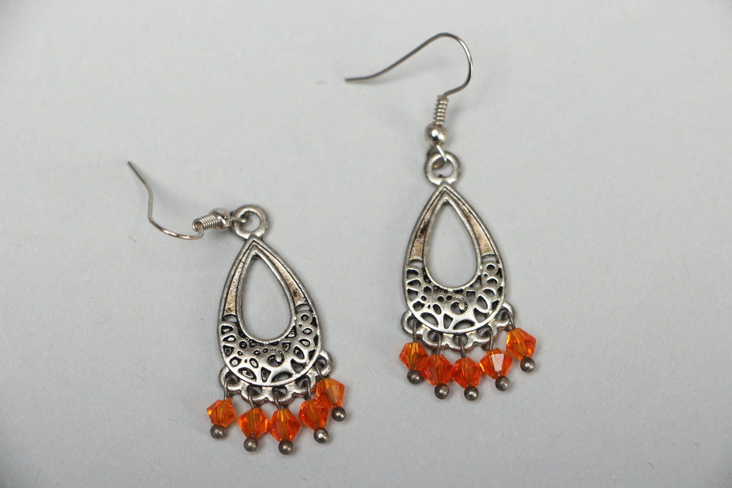 Metal drop-shaped earrings in Gypsy style photo 1