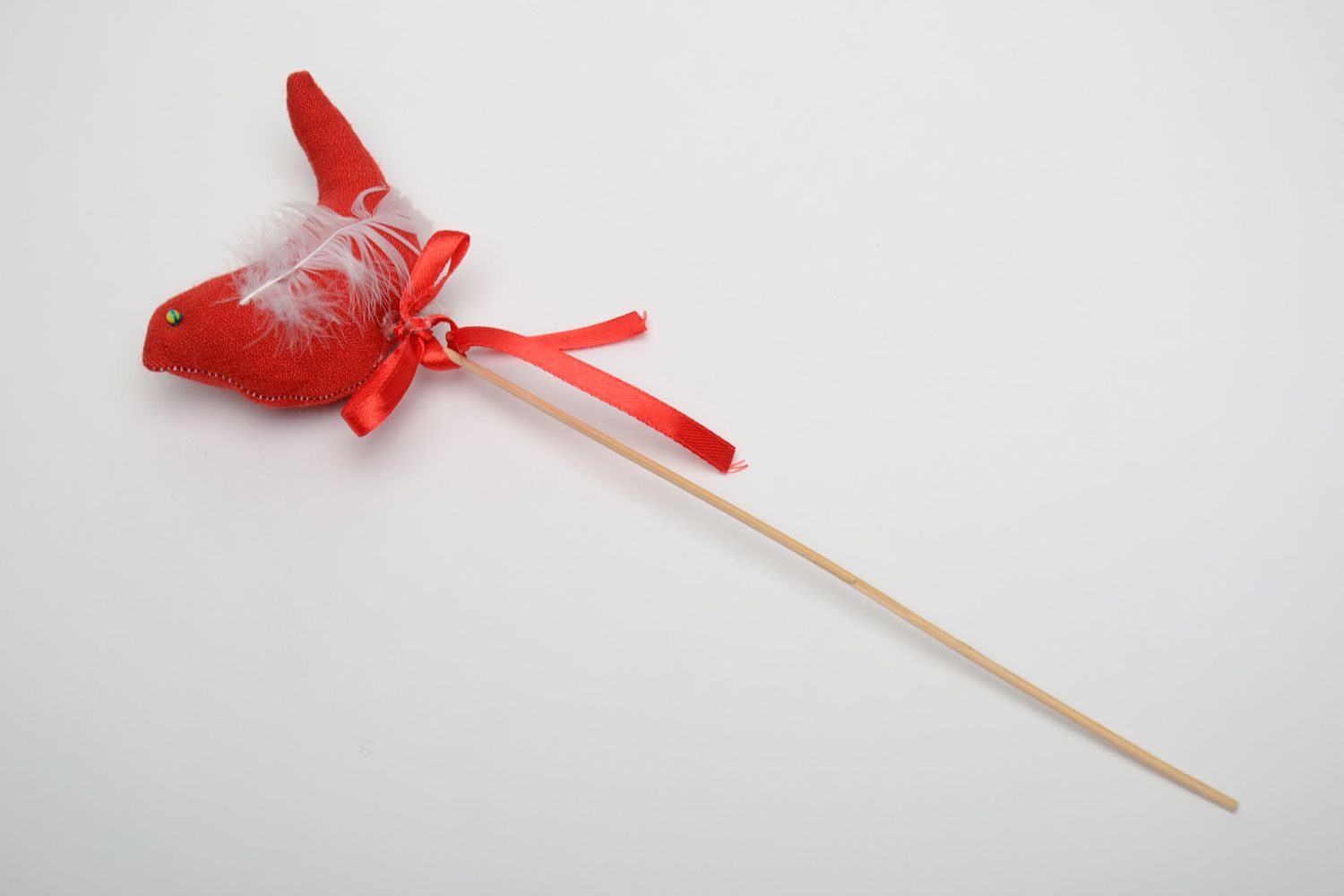 Handmade Spielzeug auf einem Stab für Blumentopf Vogel Rot foto 4