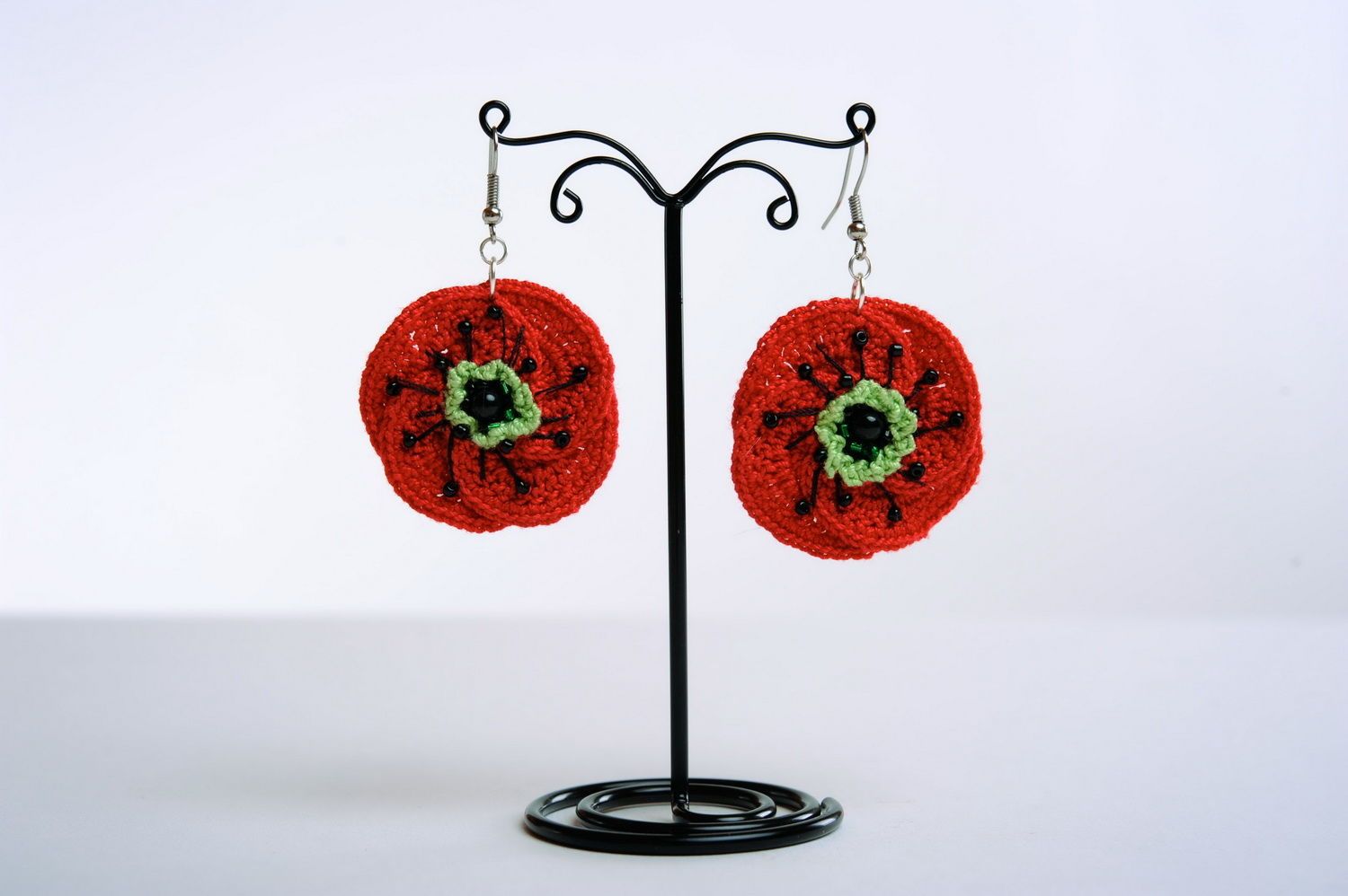 Acrylic earrings Poppies photo 1