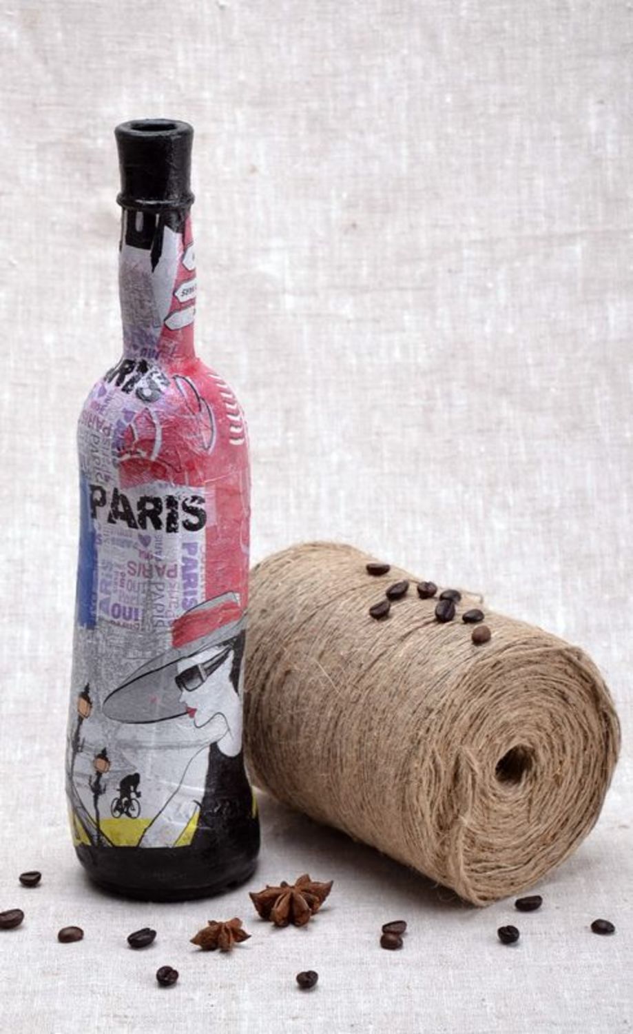 Декоративная бутылка из стекла Париж фото 1